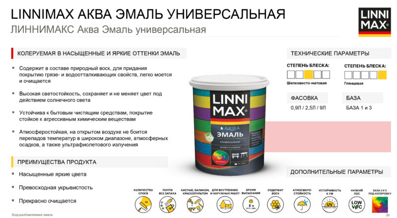 Linnimax Аква эмаль универсальная