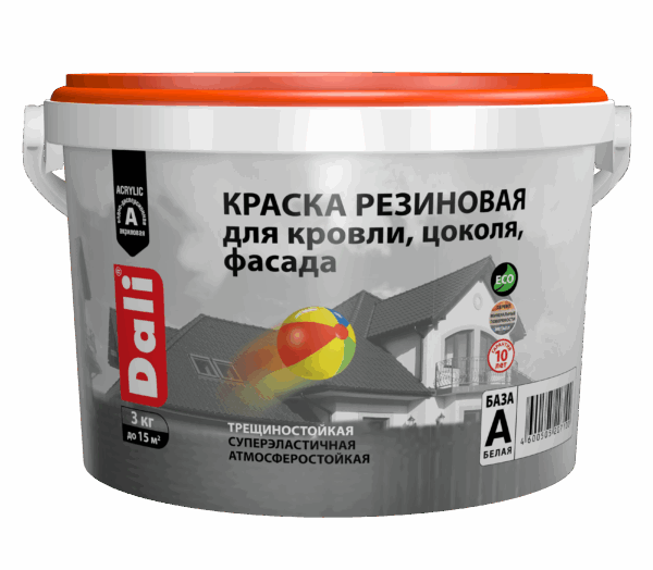 Dali Краска резиновая износостойкая для кровли, цоколя, фасада