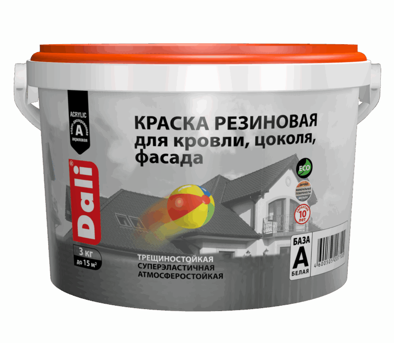 Dali Краска резиновая износостойкая для кровли, цоколя, фасада