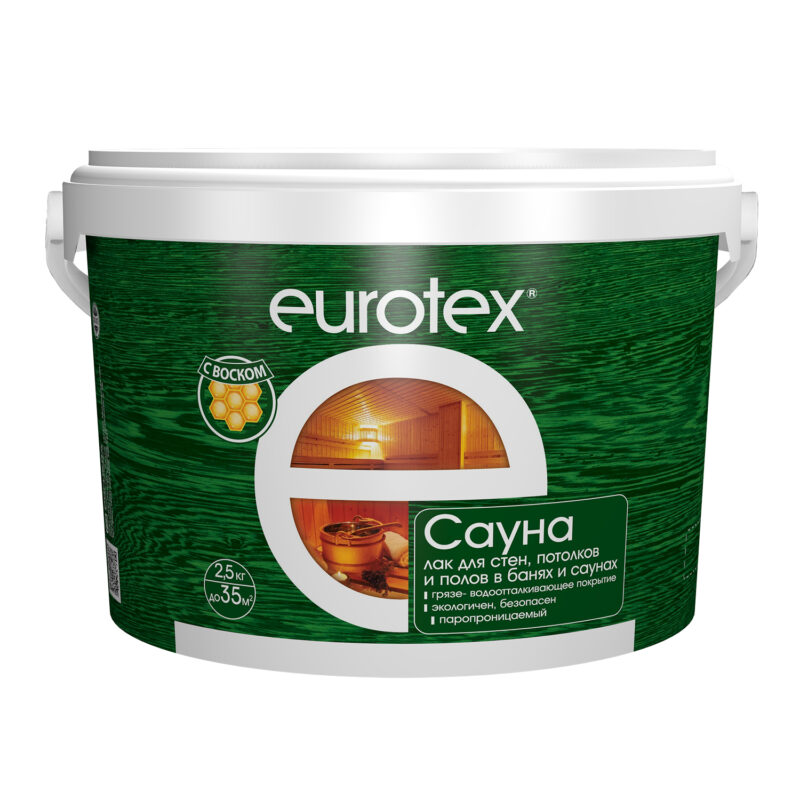 Eurotex Сауна лак для стен, потолков и полов в банях и саунах