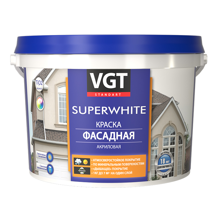VGT Superwhite ВД-АК-1180 краска фасадная акриловая