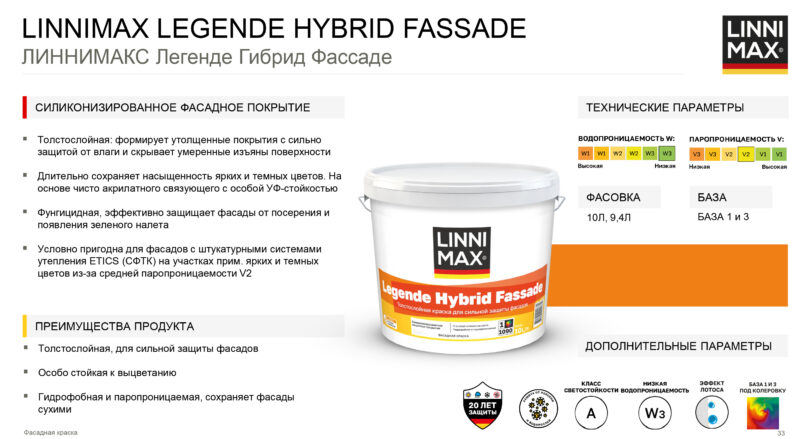 Linnimax Legende Hybrid Fassade толстослойная краска для сильной защиты фасадов