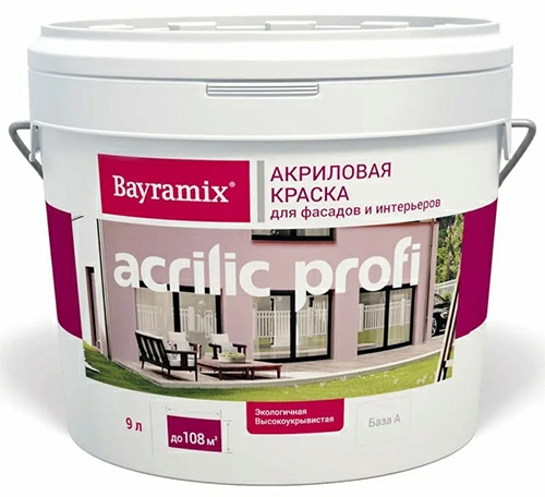 Bayramix Acrilic Profi акриловая влагостойкая водно-дисперсионная краска для фасадов и интерьеров
