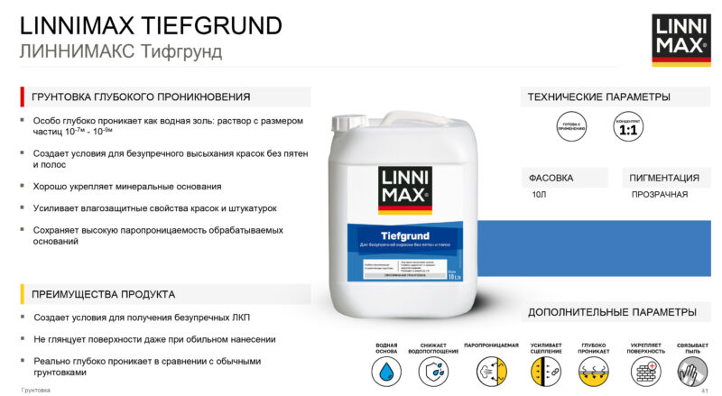 Linnimax Tiefgrund грунтовка глубокого проник универсальная 