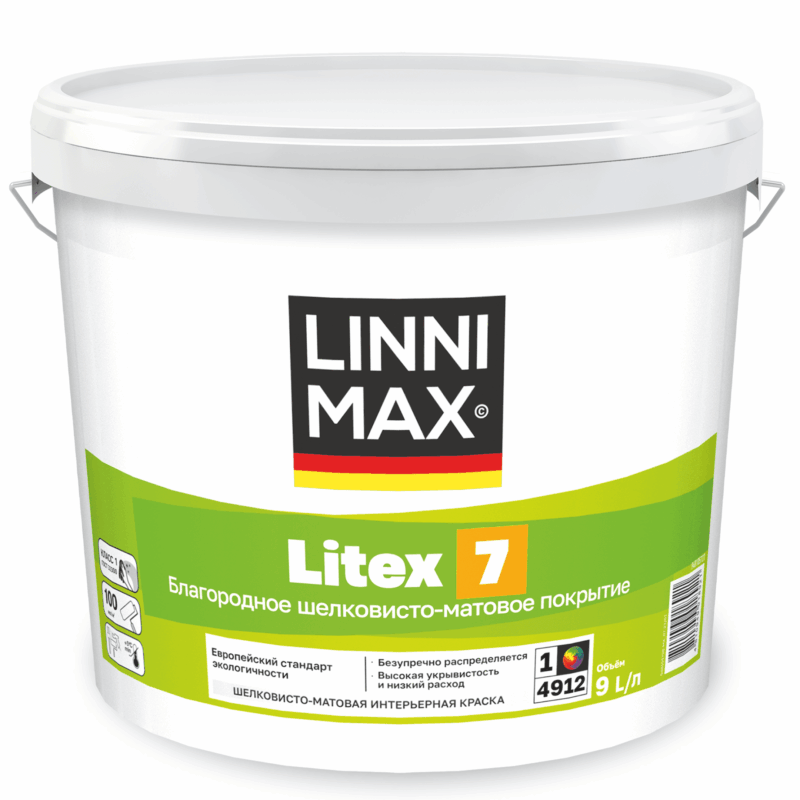 Linnimax Litex 7 шелковисто-матовая краска для стен обоев для внутренних работ