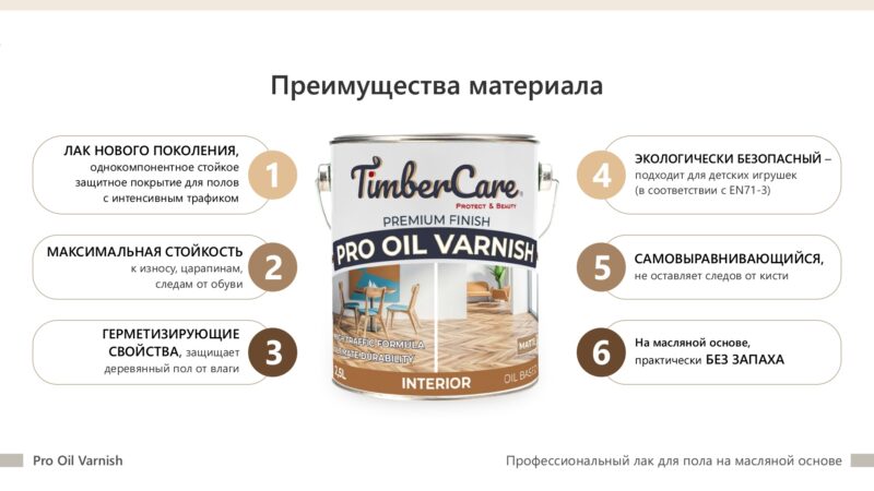 TimberCare Pro Oil Varnish Профессиональный лак на масляной основе