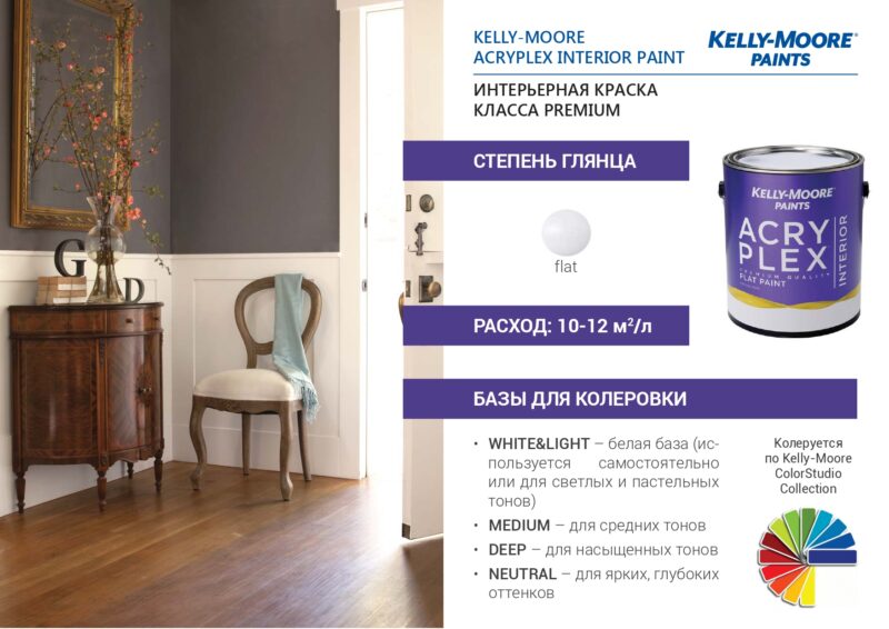 Kelly-Moore Acryplex Interior Paint суперпрочная антивандальная краска для внутренних работ