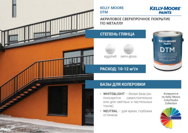 Kelly-Moore DTM Interior/ Exterior акриловое сверхпрочное покрытие по металлу