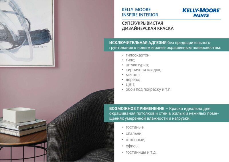 Kelly-Moore Inspire Interior дизайнерская суперукрывистая краска для внутренних работ