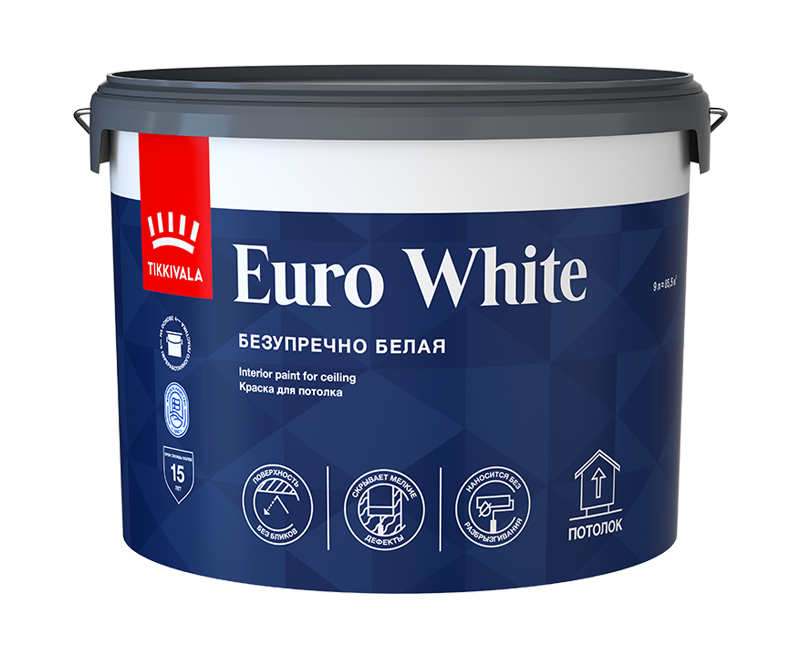 Tikkivala Euro White Водоразбавляемая краска для потолка