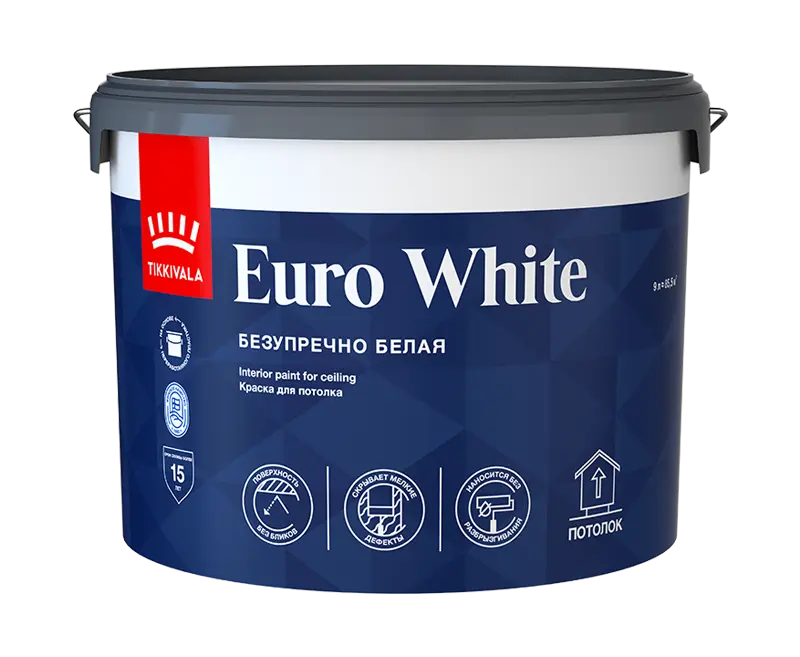 Tikkivala Euro White Водоразбавляемая краска для потолка