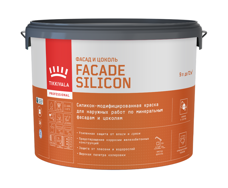 Tikkivala Facade Silicon Силикон-модифицированная атмосферостойкая акриловая краска