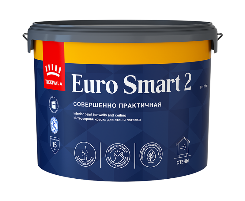 Tikkivala Euro Smart 2  Водоразбавляемая краска для стен и потолков