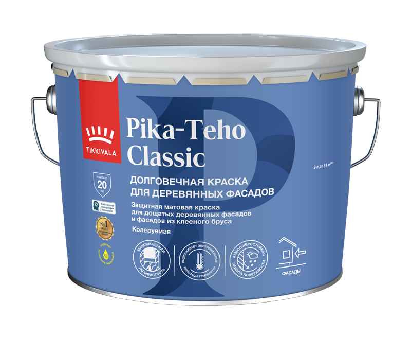 Tikkivala Pika-Teho Classic Защитная матовая краска для дощатых деревянных фасадов и фасадов из клееного бруса