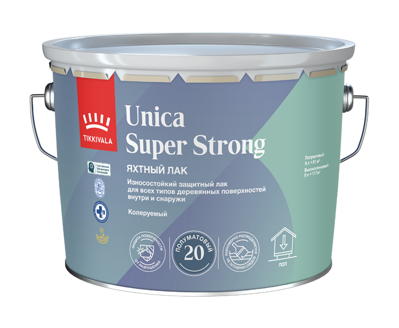 Tikkivala Unica Super Strong Алкидно-уретановый защитный лак для всех типов деревянных поверхностей внутри и снаружи